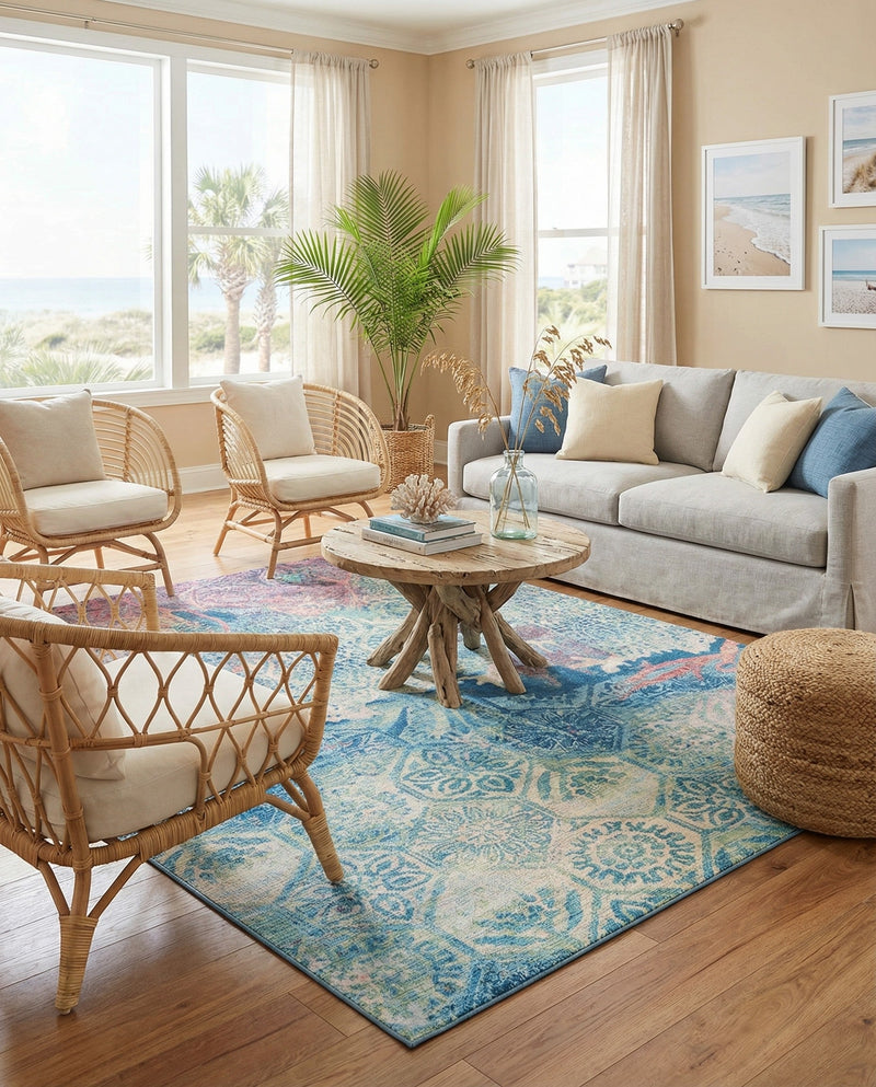 Seaside Haven Rugs Collection Area Rug - Marina Rectangle Multi  lifestyle 37