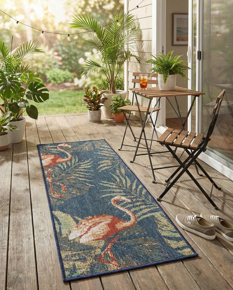 Coastal Terrace Collection Area Rug - Seabreeze Runner Navy Blue  lifestyle 49