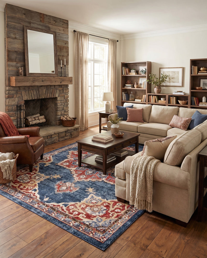 Eden Oasis Collection Area Rug -  Tranquility (Dark Blue) Rectangle Dark Blue  lifestyle 29