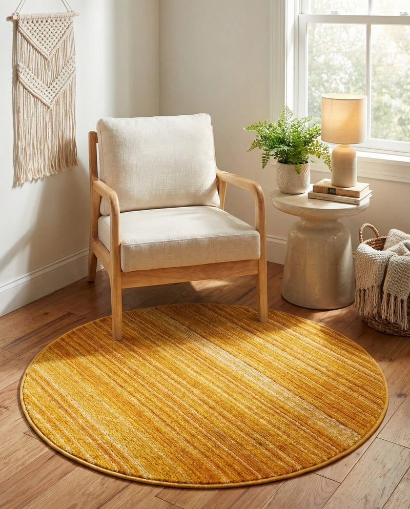 Jewel Oasis Collection Area Rug - Sapphire (Yellow) Round Yellow  lifestyle 74