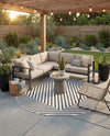 Urban Terrace Collection Area Rug -  Astoria (White and Black) Round White and Black  lifestyle 56