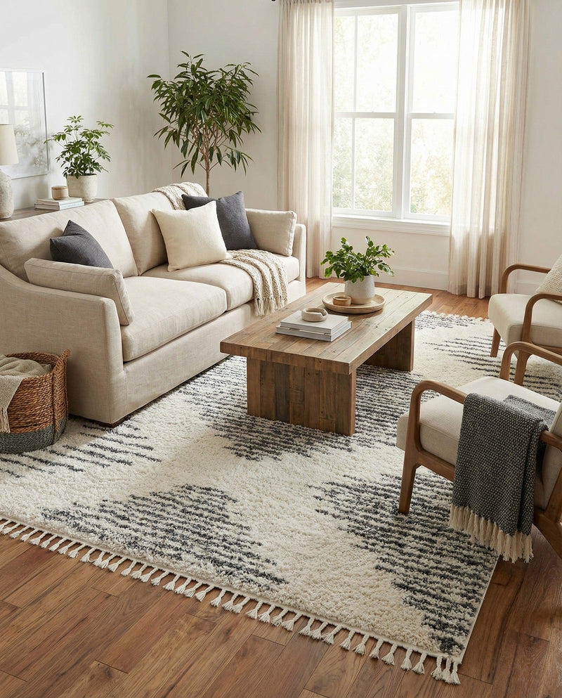 Tranquil Tides Shag Collection Area Rug -  Azure Rectangle White  lifestyle 16