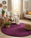 Plush Oasis Collection Area Rug - Serenity (Eggplant Purple) Round Eggplant Purple  lifestyle 44