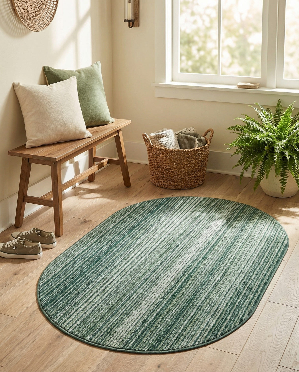Jewel Oasis Collection Area Rug - Sapphire (Green) Oval Green  lifestyle 102