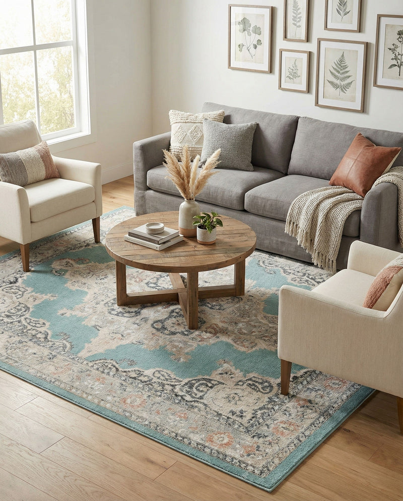 Beverly Grove Collection Area Rug -  Fairfax (Aqua) Rectangle Aqua  lifestyle 8