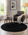 Plush Oasis Collection Area Rug - Serenity (Jet Black) Round Jet Black  lifestyle 42