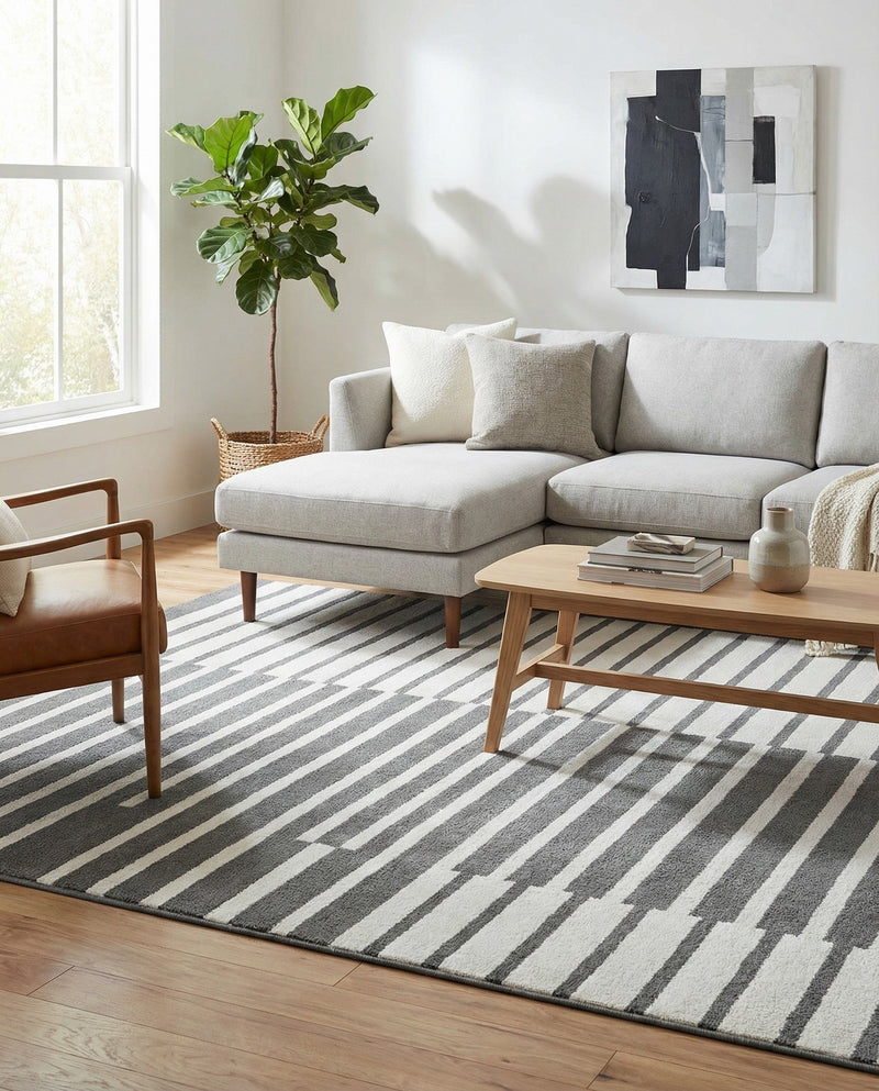 Copenhagen Edge Collection Area Rug -  Vesterbro Rectangle Gray  lifestyle 27