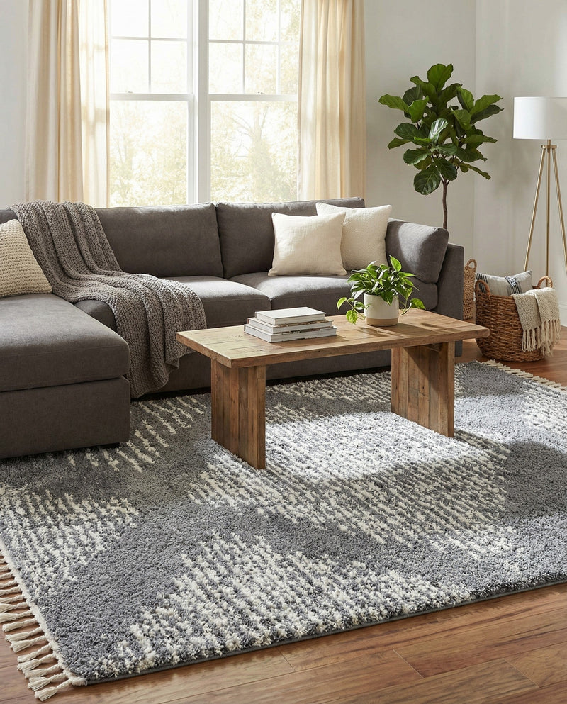 Tranquil Tides Shag Collection Area Rug -  Azure Rectangle Gray  lifestyle 17
