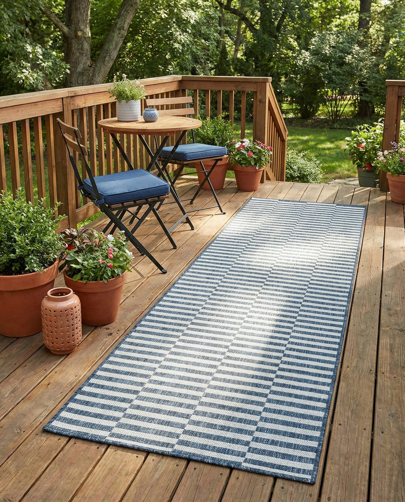 Seaside Stripes Collection Area Rug - Cabana (Blue) Runner Blue  lifestyle 25