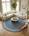 Terrace Fringe Collection Area Rug - Veranda (Blue) Round Blue  lifestyle 50