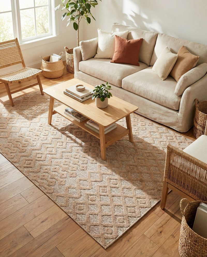 Garden Lattice Charm Collection Area Rug -  Pergola (Beige) Rectangle Beige  lifestyle 15