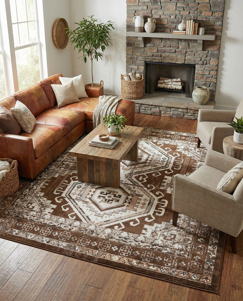Savannah Elegance Collection Area Rug -  Tybee (Brown) Square Brown  lifestyle 47
