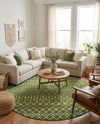 Mediterranean Lattice Collection Area Rug - Santorini (Green) Round Green  lifestyle 60