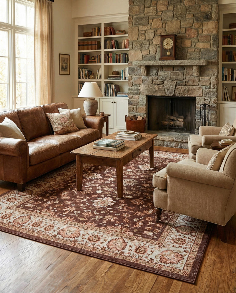 Casablanca Tapestry Collection Area Rug -  Marrakech (Coffee Brown) Rectangle Coffee Brown  lifestyle 6