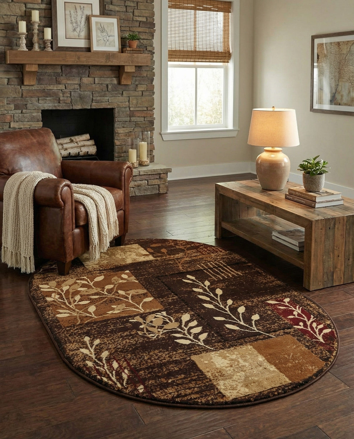 Bistro Lounge Collection Area Rug -  Affogato Oval Brown  lifestyle 128