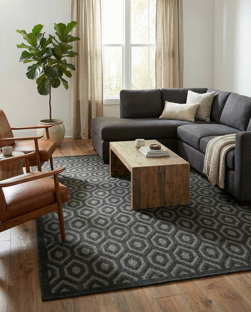 Garden Lattice Charm Collection Area Rug - Arbor (Charcoal) Rectangle Charcoal  lifestyle 15