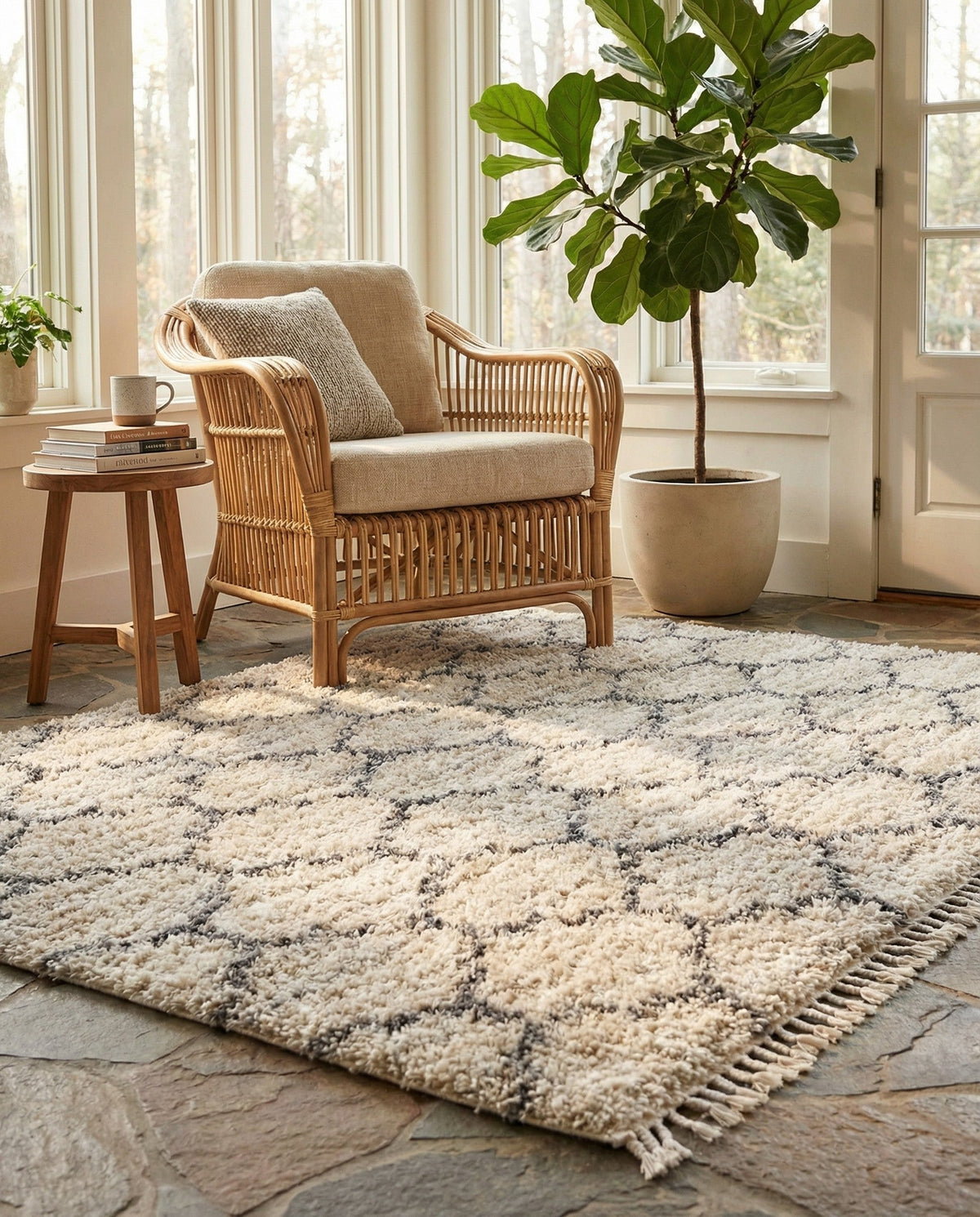 Cozy Cove Shag Collection Area Rug - Marina Square Beige  lifestyle 191
