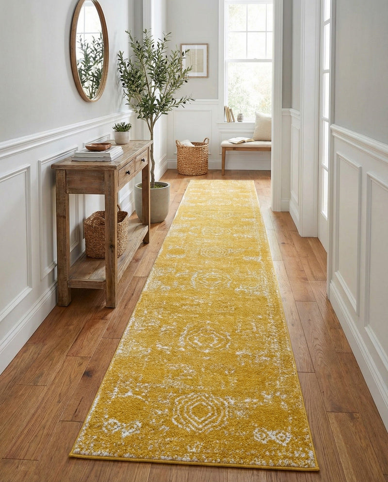 Dover Terrace Collection Area Rug -  Lagoon (Yellow) Runner Yellow  lifestyle 57