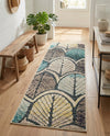 Outdoor Marrakesh Collection Area Rug -  Rabat Runner Gray Blue Ivory  lifestyle 59
