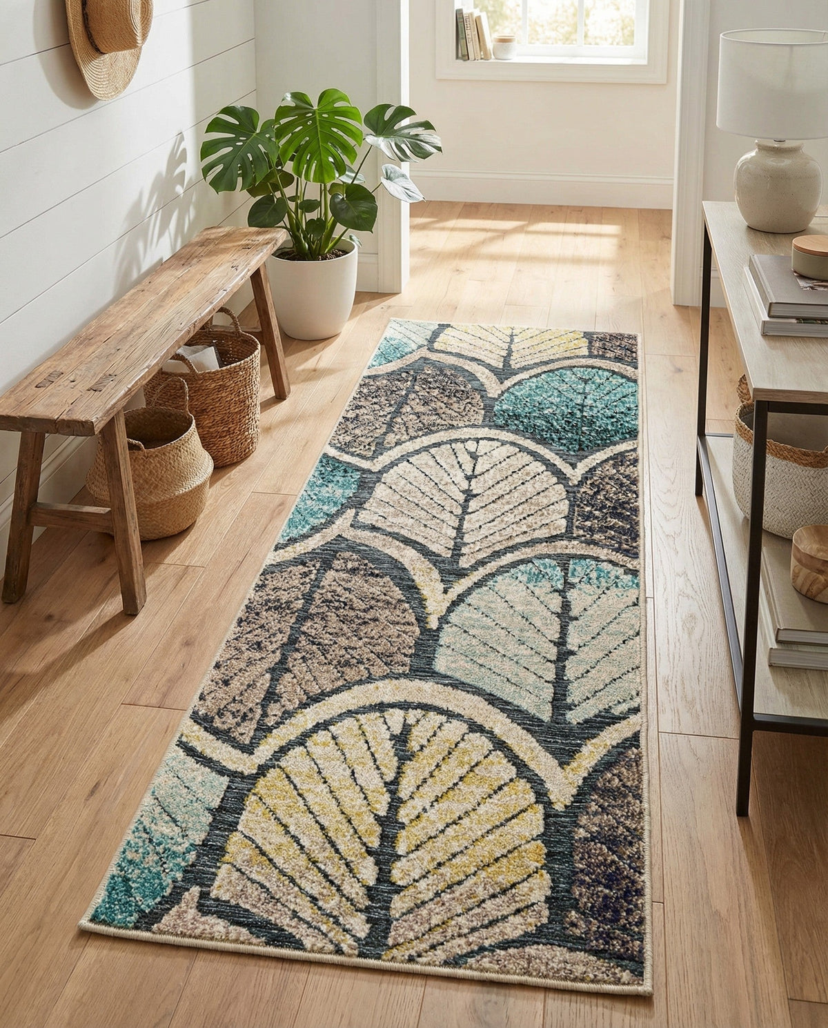 Outdoor Marrakesh Collection Area Rug -  Rabat Runner Gray Blue Ivory  lifestyle 59