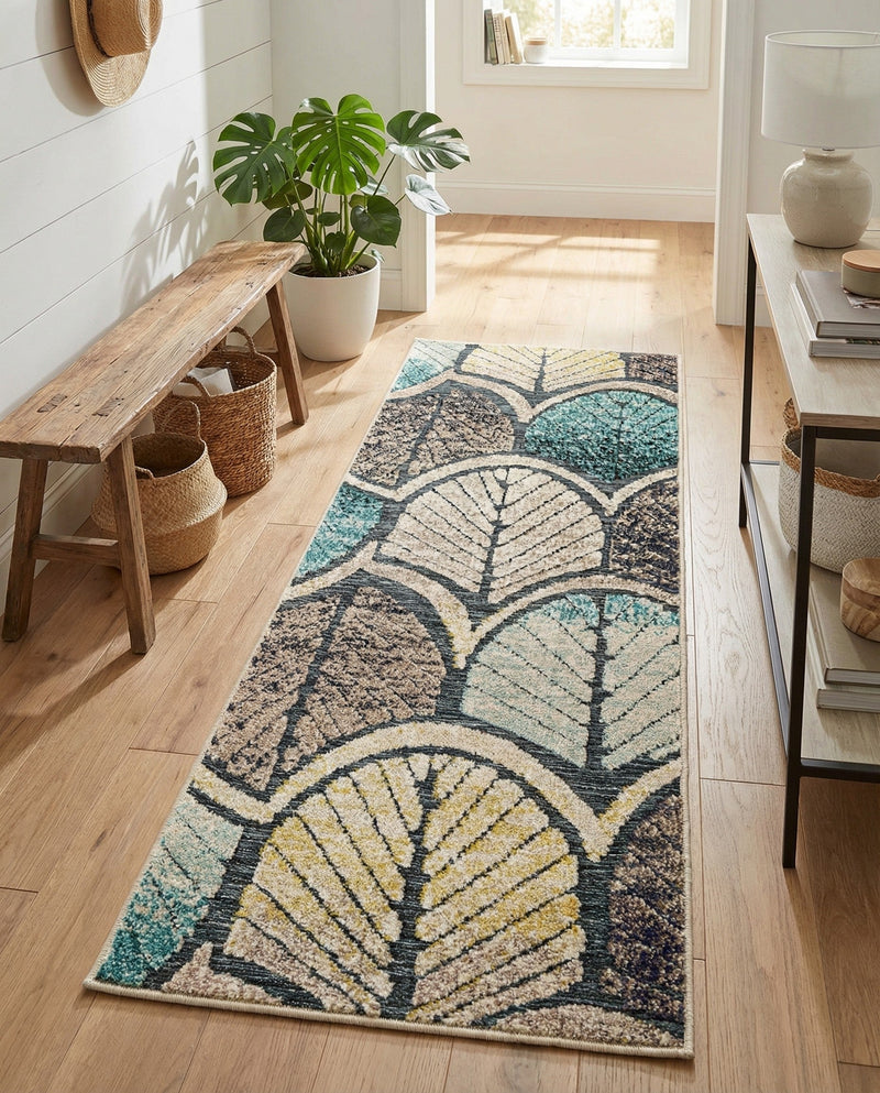 Outdoor Marrakesh Collection Area Rug -  Rabat Runner Gray Blue Ivory  lifestyle 59