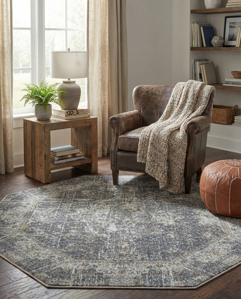 Caribbean Breeze Collection Area Rug -  Utila Octagon Fume Gray  lifestyle 46