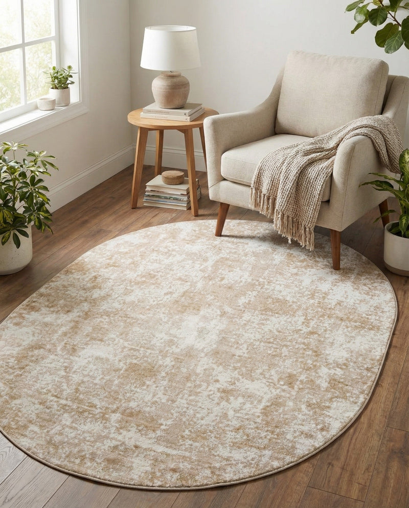 Luminara Sands Collection Area Rug - Elysium (Sand) Oval Sand  lifestyle 74