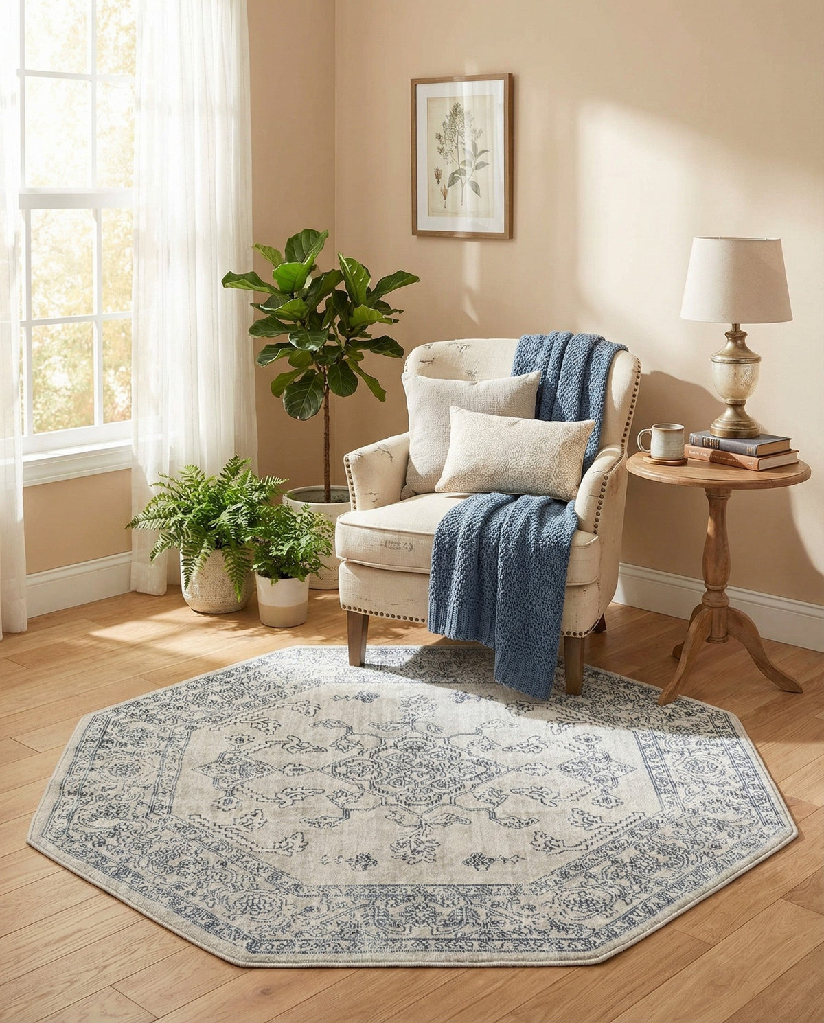 Coastal Haven Collection Area Rug -  Marina Octagon Gray  lifestyle 169