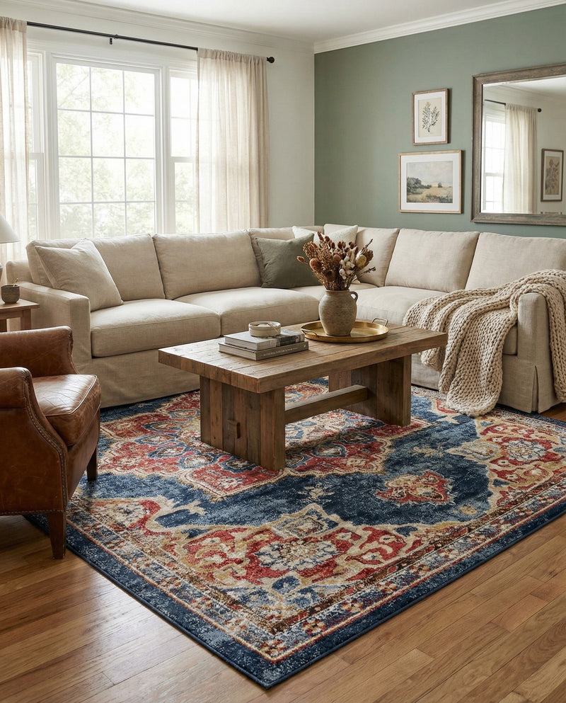 Eden Oasis Collection Area Rug -  Tranquility (Dark Blue) Rectangle Dark Blue  lifestyle 19