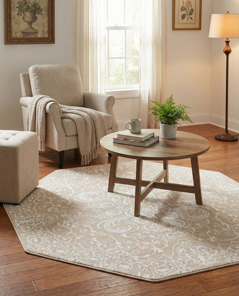 Andes Summit Collection Area Rug -  Lanín Octagon Beige  lifestyle 78