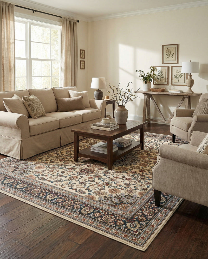 Patio Heritage Collection Area Rug -  Bower Rectangle Ivory  lifestyle 75