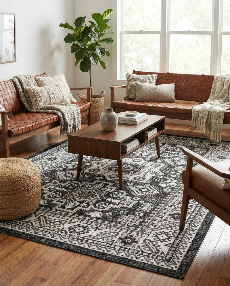 Tribal Terrace Treasures Collection Area Rug -  Incan Isle (Charcoal Gray) Rectangle Charcoal Gray  lifestyle 27