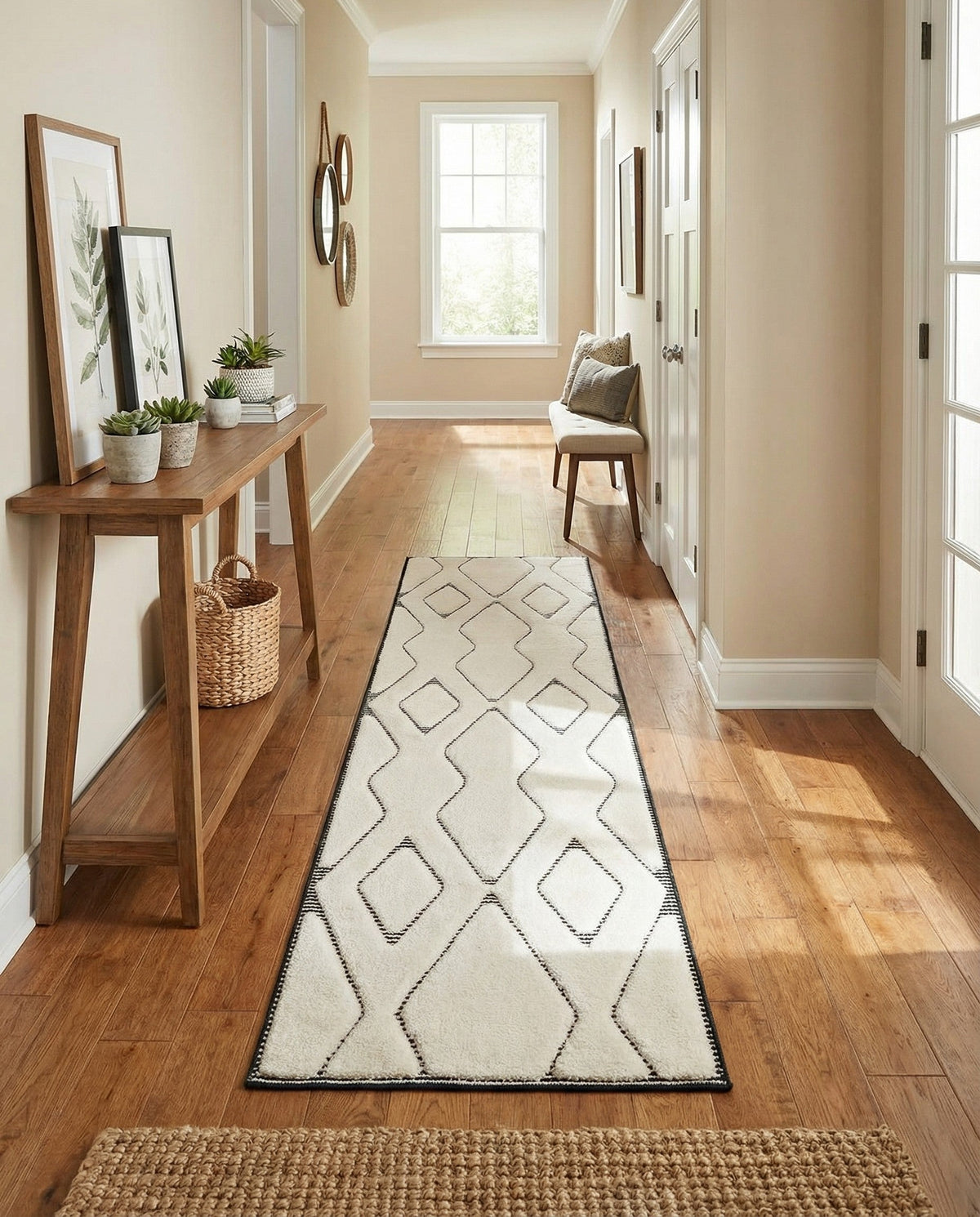 Monochrome Collection Area Rug -  Glacier Runner Ivory White  lifestyle 100