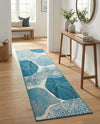 Urban Terrace Collection Area Rug -  Courtyard Runner Blue and Ivory  lifestyle 36