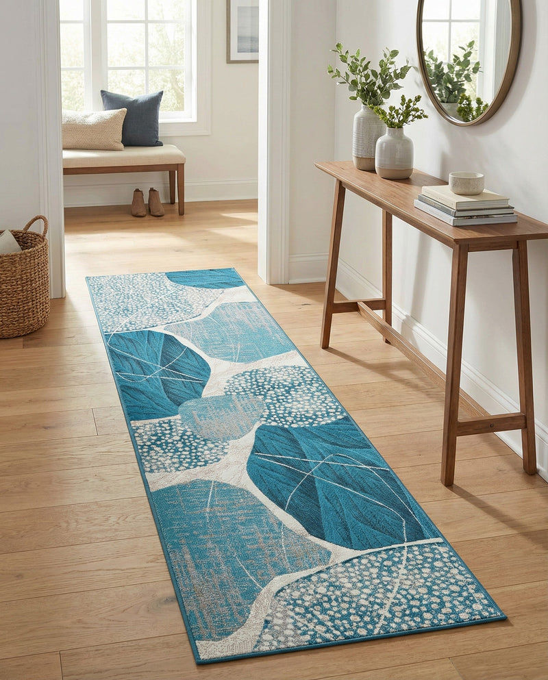 Urban Terrace Collection Area Rug -  Courtyard Runner Blue and Ivory  lifestyle 36
