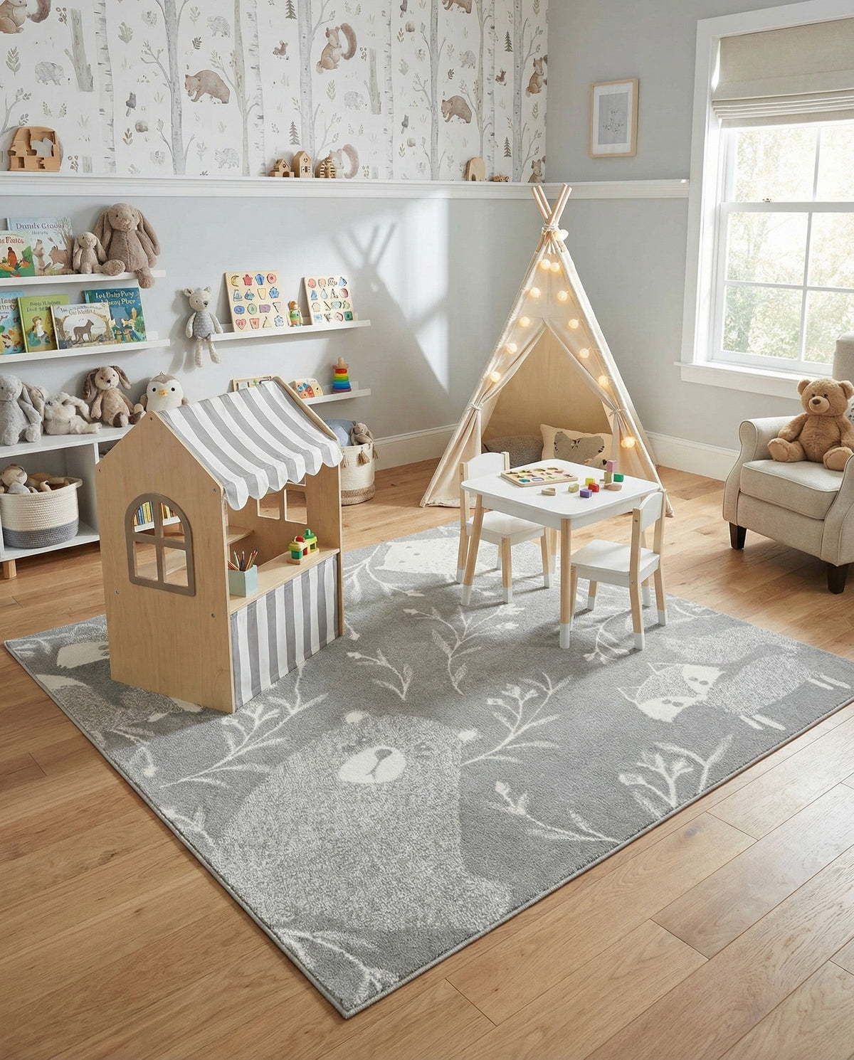 Wonder Tykes Collection Area Rug -  Quirky Square Gray  lifestyle 113