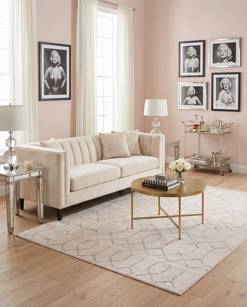 Hollywood Luxe Collection Area Rug - Sunset (White Silver) Rectangle White Silver  lifestyle 11