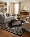 Tabriz Tapestry Collection Area Rug - Azerbaijan (Black) Rectangle Black  lifestyle 20