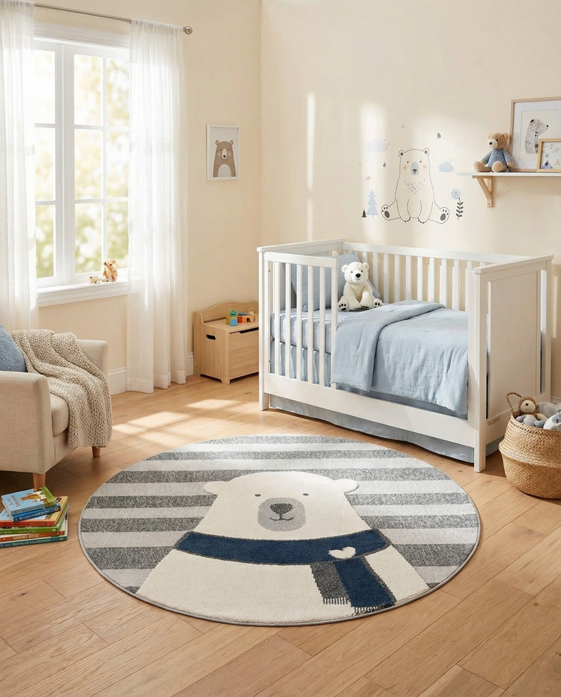 Wonder Tykes Collection Area Rug -  Dreamland Round Gray  lifestyle 51