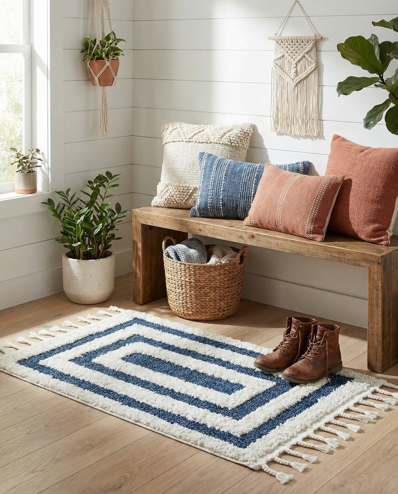 Sahara Chic Collection Area Rug -  Casablanca Rectangle Blue  lifestyle 60