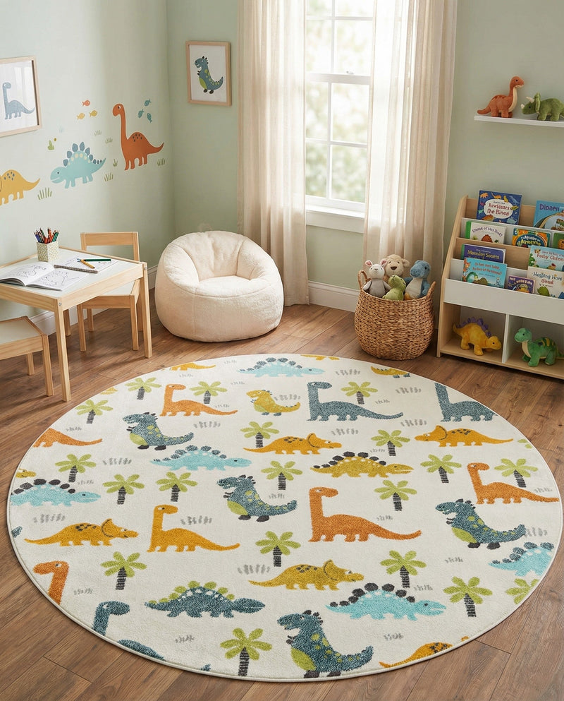 Wonder Tykes Collection Area Rug -  Pastiche Round Ivory  lifestyle 53