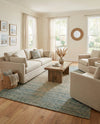 Savannah Threads Collection Area Rug -  Gobi Rectangle Ivory and Blue  lifestyle 6
