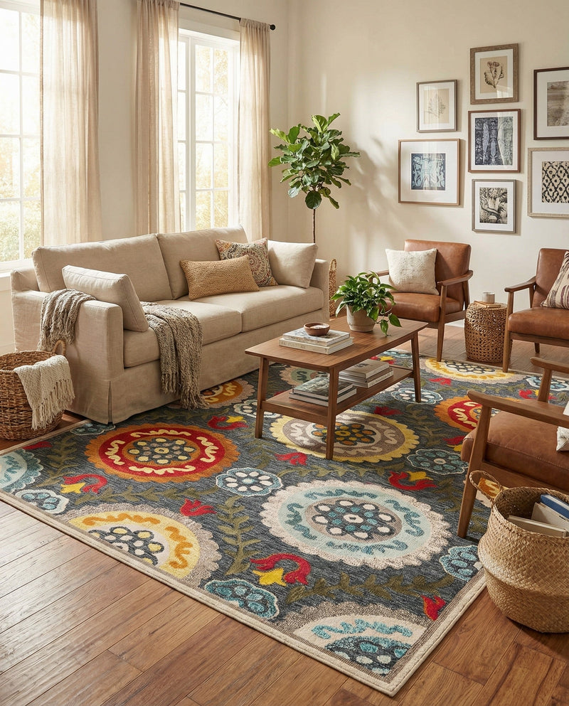 Outdoor Marrakesh Collection Area Rug -  Asilah Rectangle Gray  lifestyle 36