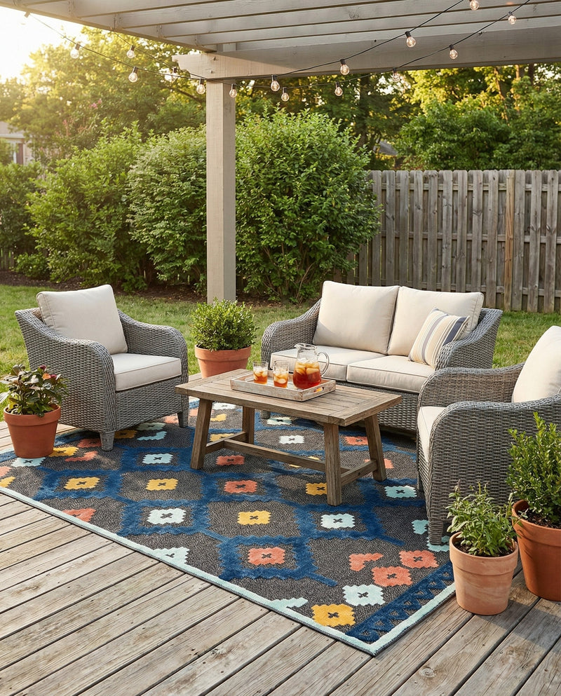 Caribbean Terrace Collection Area Rug -  Tobago Rectangle Charcoal  lifestyle 39