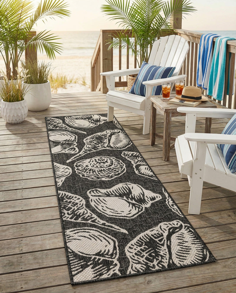 Seaside Haven Rugs Collection Area Rug -  Lighthouse (Black and White) Runner Black and White  lifestyle 65