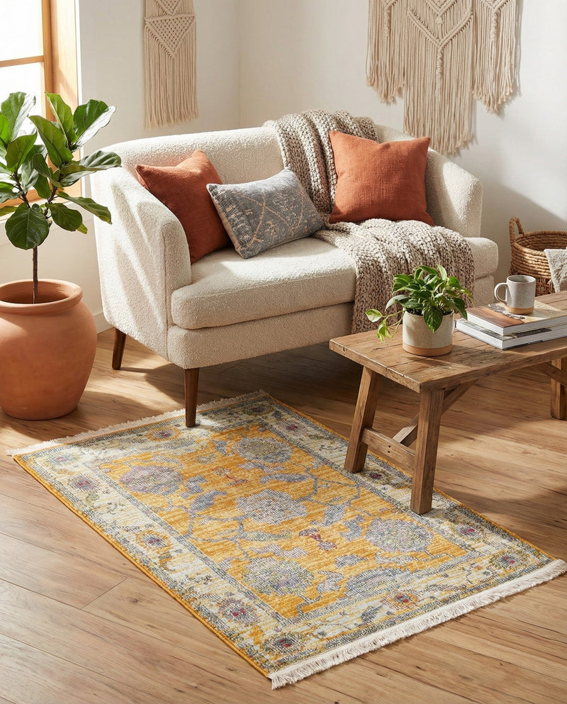 Arcadia Rugs Collection Area Rug - Eden (Yellow) Rectangle Yellow  lifestyle 8