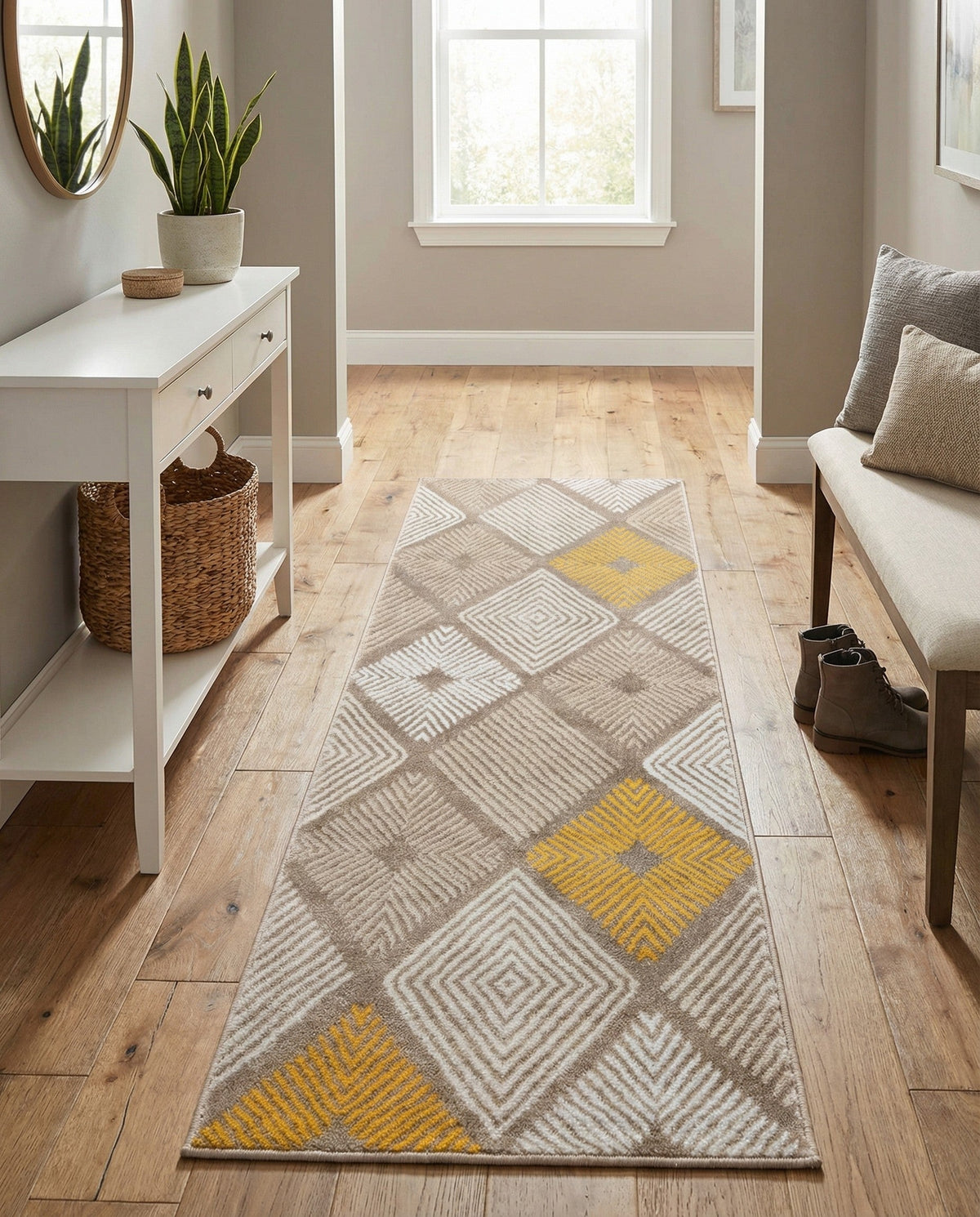 Coastal Haven Collection Area Rug -  Anchorage Runner Ivory and Yellow  lifestyle 93