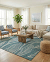 Seaside Blooms Collection Area Rug -  Evergreen (Teal) Rectangle Teal  lifestyle 3