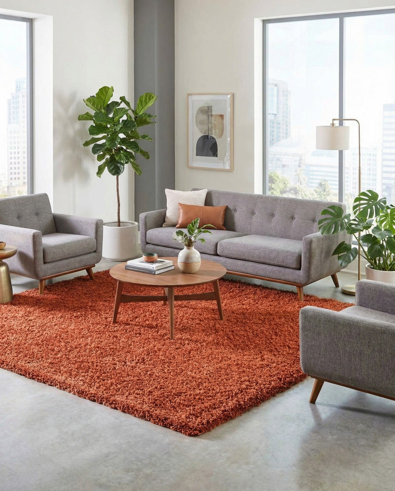 Plush Oasis Collection Area Rug - Serenity (Terracotta) Square Terracotta  lifestyle 51