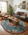 Brighton Terrace Collection Area Rug - Hove (Blue) Oval Blue  lifestyle 57